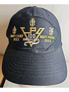 Vintage 1893-1993 100th Anniversary US Navy Chief Pride Snapback Hat Made In USA